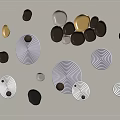 Modern Elegant Wall Decor With Circular Geometric Metal And Marble Elements 3d model