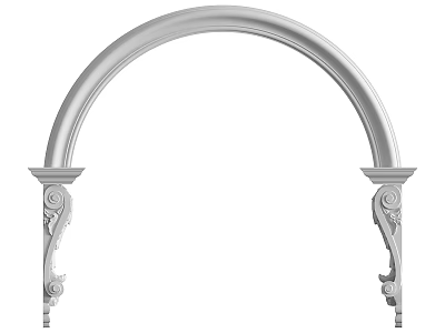 Elegant White Decorative Arch with Ornate Columns and Intricate Carvings 3d model