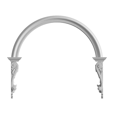 Elegant White Decorative Arch with Ornate Columns and Intricate Carvings 3d model