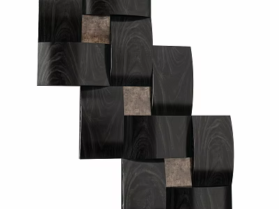 Modern Wall Decoration With Black And Brown Square Panels Geometric Design 3d model