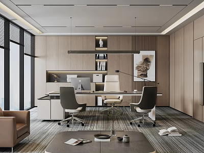 Modern manager office desk chairman office sofa painting 3d model