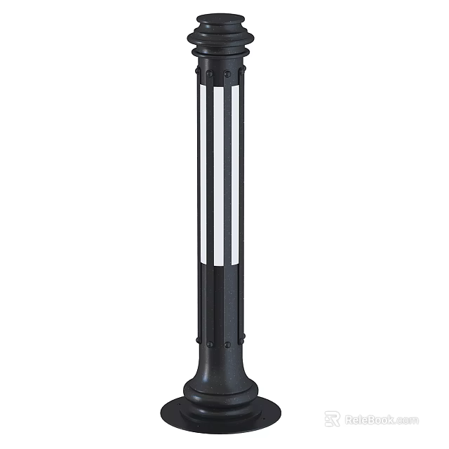 Black Outdoor Light Post With White Illumination Strips For Garden Path 3d model 