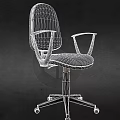 Gray Fabric Office Chair With Armrests Swivel Base And Rolling Wheels