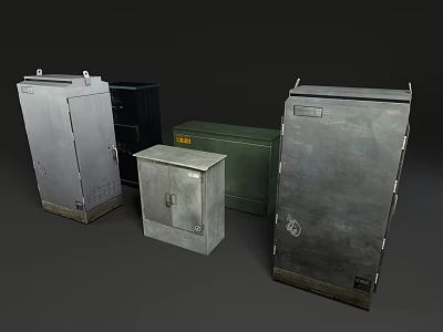 Metal Electrical Enclosures With Gray Green Black Colors And Various Sizes 3d model