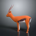 Stylized Orange Antelope Model with Brown White Accents and Horns on Gray Background 3d model