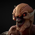 Menacing Fantasy Monster Character With Spikes Sharp Claws And Rough Skin