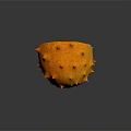 Fresh Halved Kiwano Fruit With Orange Spiky Skin And Green Seeds