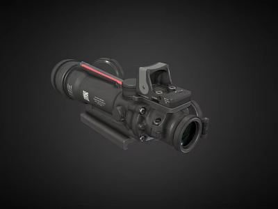 High Precision Black Tactical Weapon Scope With Red Stripe And Mount Bracket Design 3d model
