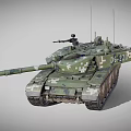 Military Camouflage Armored Tank With Main Gun Tracks And Antenna System