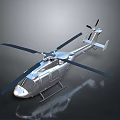 Silver Modern Helicopter Supporting Aerospace Missions With Rotors And Reflection