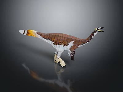 Detailed Building Blocks Dinosaur Model With Colorful Feathers And Articulated Body 3d model