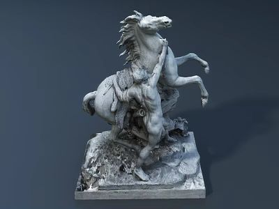 Detailed Horse And Figure Sculpture Carving With Artistic Base And Dynamic Pose 3d model