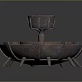 Handcrafted Wooden Stone Multi Layer Decorative Tray With Bowl And Sturdy Base