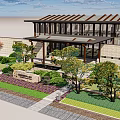 New Chinese Style Club Architecture Club Architecture and Landscape 3d model