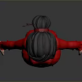 Game Movie Character 3D Model Female With Red Dress Black Belt And White Shoes
