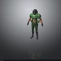 3D Character Model In Green Armor With Helmet Gloves And Boots