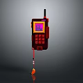 Vintage Mobile Phone With Antenna Yellow Pink Screen Red Buttons And Strap