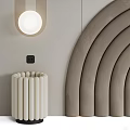 Modern Sofa Accent Wall With Arc Design Wall Lamps And Strips 3d model