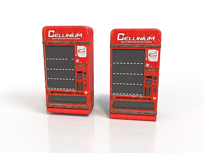 Two Red Cellinum Vending Machines With Retro Design And Front 3d model