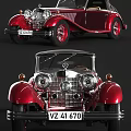 Red Vintage Convertible Car With Chrome Grille Classic Headlights And Retro Design