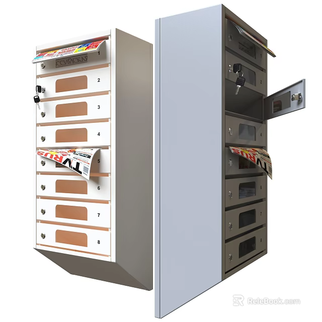 Public Mail Lockers With Multiple Secure Compartments For Community Parcel Storage 3d model 