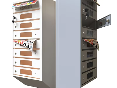 Public Mail Lockers With Multiple Secure Compartments For Community Parcel Storage 3d model