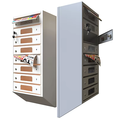 Public Mail Lockers With Multiple Secure Compartments For Community Parcel Storage 3d model