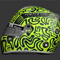 Racing Car Helmet With Yellow Black Patterns And Brand Logos Transparent Visor Design