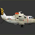 White Fighter Jet With Twin Propellers Red Wingtips And Black Yellow Tail Markings