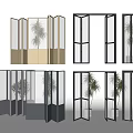 Modern Folding Doors With Glass Panels In Different Styles For Interior Design 3d model