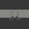 Cartoon Scene Featuring Tunnel Circular Entrance Wooden Floor Black Box and Gray Walls