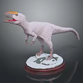 White Feathered Dinosaur With Yellow Crested Head Standing On Base With Green And White Elements 3d model