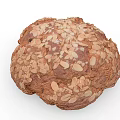 Delicious Homemade Round Bread Topped With Fresh Crunchy Almond Slices