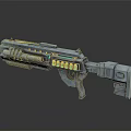 Futuristic Sci Fi Weapon With Metallic Design And Blue Glowing Accents