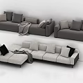 Modern Fabric Sofa Set With Soft Cushions Throw Pillows And Decorative Blanket 3d model
