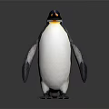 Penguin Standing With Black And White Feathers Yellow Neck Patch Orange Beak On Dark Background
