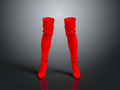 Stylish Red Over The Knee High Heel Boots For Fashionable Winter Outfits 3d model