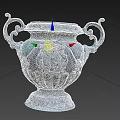 Ornate Bronze Garden Urn With Intricate Carvings Curved Handles And Decorative Base