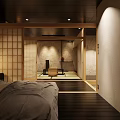 Modern Apartment Bathroom With Wooden Finish Large Window And Round Bathtub