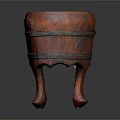 Traditional Red Wooden Washing Tub With Three Legs For Daily Washing Use