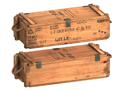 Wooden Crates With Metal Clasps Rope Handles And Labeled Details 3d model