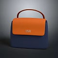 Elegant Modern Stylish Leather Handbag Featuring Orange Blue Accents And Top Handle