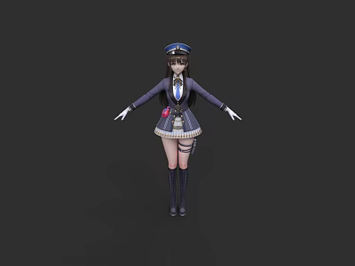 Game Movie Character In Academy Style Uniform With Pleated Skirt And Knee High Socks 3d model