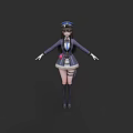 Game Movie Character In Academy Style Uniform With Pleated Skirt And Knee High Socks