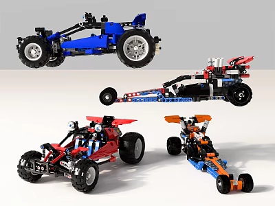 Building Block Assembled Electric Toy Cars With Various Styles And Colorful Designs For Kids 3d model