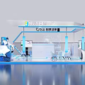 Modern Exhibition Booth With Sleek White Design And Blue Accent Lines