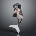 Orca Aquatic Animal Model in Jumping Pose With Black And White Body And Orange Cross Straps