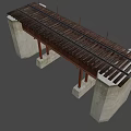 Railway Bridge Structure With Concrete Piers Rail Tracks and Support Beams