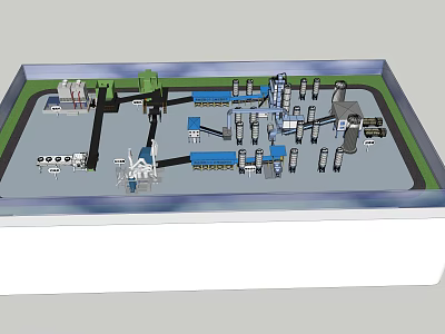 Industrial Equipment Layout in Factory With Production Machinery and Assembly Components 3d model
