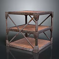 Vintage Industrial Wooden Shelves With Metal Frame Three Tier Storage Rack